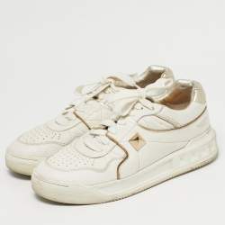 Pre Owned Valentino White Leather One Stud Law Top Sneakers Size 40