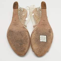 Pre Owned Valentino Transparent PVC Rockstud Slingback Wedge Pumps Size 39