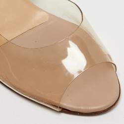 Pre Owned Valentino Transparent PVC Rockstud Slingback Wedge Pumps Size 39