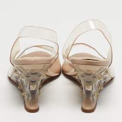 Pre Owned Valentino Transparent PVC Rockstud Slingback Wedge Pumps Size 39
