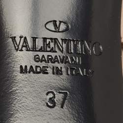 Pre Owned Valentino Beige Leather Roman Stud Ankle Strap Pumps Size 37