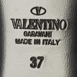 مملوكة مسبقًا Valentino Cream Intrecciato Leather Roman Stud Mules Size 37