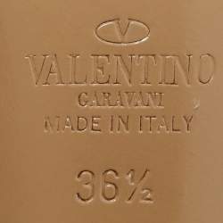 Pre Owned Valentino Green Leather and Patent Leather Rockstud Pumps Size 36.5