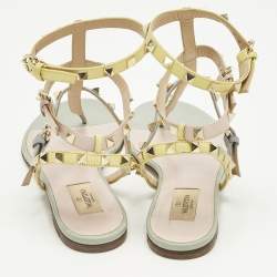 Pre Owned Valentino Rockstud Size 39 Multicolor Leather Ankle Strap Sandals