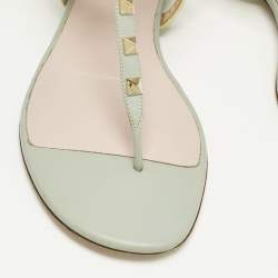 Pre Owned Valentino Rockstud Size 39 Multicolor Leather Ankle Strap Sandals