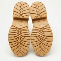 Pre Owned Valentino Rockstud Size 37 Beige Suede Combat Boots