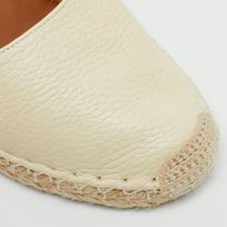 Pre Owned Valentino Rockstud Size 38 Beige Leather  Espadrille Wedge Pumps