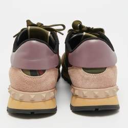 Pre Owned حذاء رياضي فالنتينو روكرانر دانتيل وجلد وسويد بألوان متعددة برباط مقاس 37.5