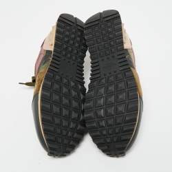 Pre Owned حذاء رياضي فالنتينو روكرانر دانتيل وجلد وسويد بألوان متعددة برباط مقاس 37.5