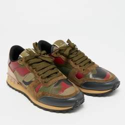 Pre Owned حذاء رياضي فالنتينو روكرانر دانتيل وجلد وسويد بألوان متعددة برباط مقاس 37.5