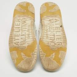 مملوكة مسبقًا حذاء رياضي فالنتينو أتيلييه جلد أبيض عنق مرتفع مقاس 38