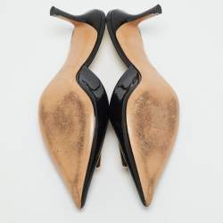 مملوكة مسبقًا حذاء ميول فالنتينو جلد لامع أسود مقاس 37 بمقدمة مدببة وديكور مسمار واحد