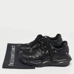 مملوكة مسبقًا Valentino Bounce Size 36 Black Leather and Mesh Lace Up Sneakers