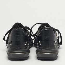 مملوكة مسبقًا Valentino Bounce Size 36 Black Leather and Mesh Lace Up Sneakers