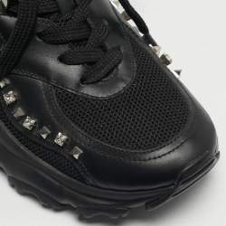 مملوكة مسبقًا Valentino Bounce Size 36 Black Leather and Mesh Lace Up Sneakers