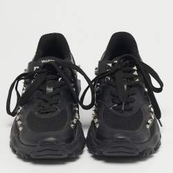 مملوكة مسبقًا Valentino Bounce Size 36 Black Leather and Mesh Lace Up Sneakers