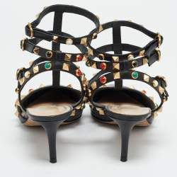 Pre Owned Valentino Rockstud Size 38.5 Black Leather Pumps