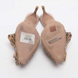 Pre Owned حذاء ميول فالتنينو شبك بيج مزخرف بانحناء مقاس 39