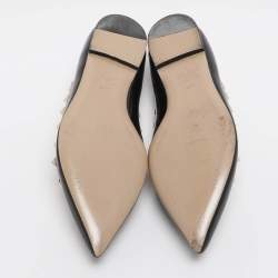مملوكة مسبقًا Valentino Rockstud Size 39.5 Black/Beige Patent and Leather Ankle Strap Ballet Flats