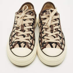 مملوكة مسبقًا حذاء رياضي فالنتينو قماش بني/بيج أيقونوجراف تولوب منخفض من أعلى مقاس 37