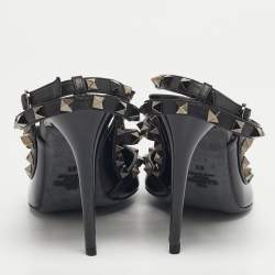 Pre Owned Valentino Rockstud Size 41 Black Leather and Patent Leather Pumps