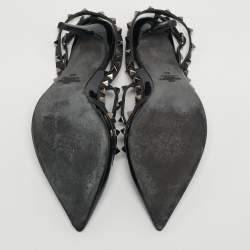Pre Owned Valentino Rockstud Size 41 Black Leather and Patent Leather Pumps