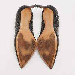 Pre Owned Valentino Rockstud Spike Size 41.5 Black Leather Pumps