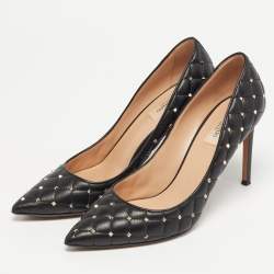Pre Owned Valentino Rockstud Spike Size 41.5 Black Leather Pumps