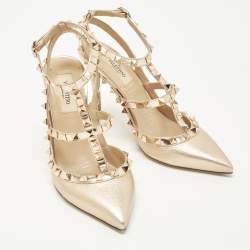 مملوكة مسبقًا Valentino Rockstud Size 37.5 Metallic Patent Leather Pumps