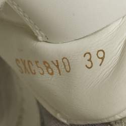 Pre Owned Valentino VLTN Size 39 White/Purple Leather and Mesh Low Top Sneakers