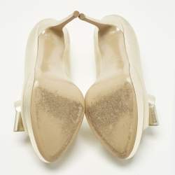 مملوكة مسبقًا Valentino Couture Bow Size 39 Gold Leather Peep Toe Pumps