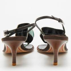 مملوكة مسبقًا صندل فالنتينو فلات مزين جلد أسود خيط بين الأصابع مقاس 37.5