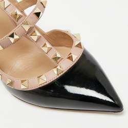 Pre Owned حذاء كعب عالي فالنتينو روكستود جلد بيج بحزام للكاحل مقاس 39.5