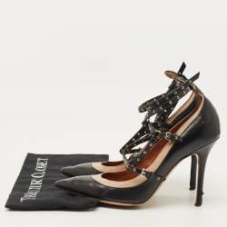 مملوكة مسبقًا Valentino Love Latch Size 39 Black/Beige Leather Ankle Wrap Pumps