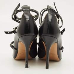 مملوكة مسبقًا Valentino Love Latch Size 39 Black/Beige Leather Ankle Wrap Pumps