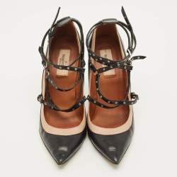 مملوكة مسبقًا Valentino Love Latch Size 39 Black/Beige Leather Ankle Wrap Pumps