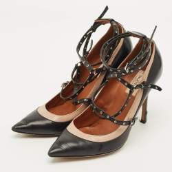 مملوكة مسبقًا Valentino Love Latch Size 39 Black/Beige Leather Ankle Wrap Pumps