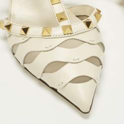 مملوكة مسبقًا Valentino Rockstud Wave Size 37.5 Beige Leather Mules