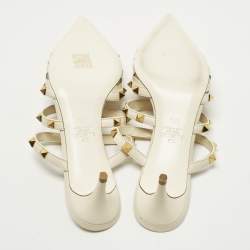 مملوكة مسبقًا Valentino Rockstud Wave Size 37.5 Beige Leather Mules