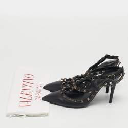 مملوكة مسبقًا Valentino Rockstud Size 38 Black Leather Pumps