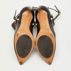 مملوكة مسبقًا Valentino Rockstud Size 40 Black Leather Pointed Toe Ankle Length Boots