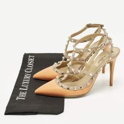 مملوكة مسبقًا Valentino Rockstud Size 38.5 Beige/Orange Leather Pumps