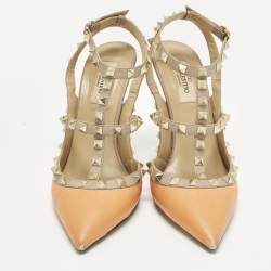 مملوكة مسبقًا Valentino Rockstud Size 38.5 Beige/Orange Leather Pumps