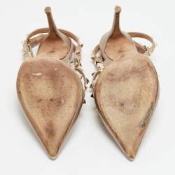 مملوكة مسبقًا Valentino Rockstud Size 41 Gold/Beige Leather Pumps