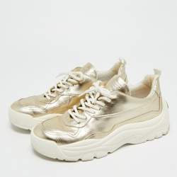 مملوكة مسبقًا Valentino Bounce Size 39 Metallic Leather Low Top Sneakers