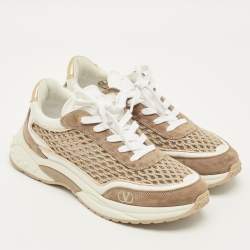 مملوكة مسبقًا Valentino Ready Go Size 39 White/Brown Leather and Suede Low Top Sneakers