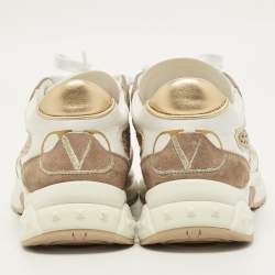 مملوكة مسبقًا Valentino Ready Go Size 39 White/Brown Leather and Suede Low Top Sneakers