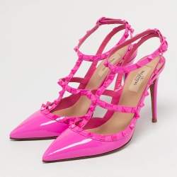 مملوكة مسبقًا Valentino Rockstud Size 40 Pink Leather and Patent Leather Pumps