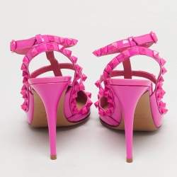 مملوكة مسبقًا Valentino Rockstud Size 40 Pink Leather and Patent Leather Pumps