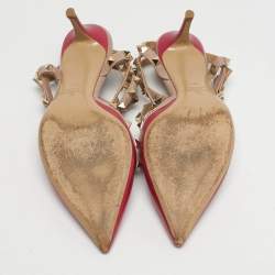 مملوكة مسبقًا حذاء كعب عالي فالنتينو سير كاحل روكستد جلد أحمر/بيج مقاس 37.5